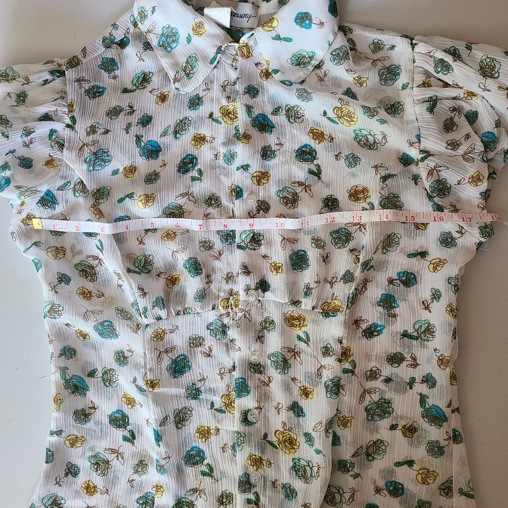 Sheer flower button up (L)